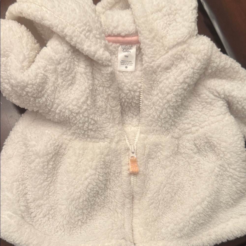 Carter's Cream Sherpa Jacket with Pink Trim